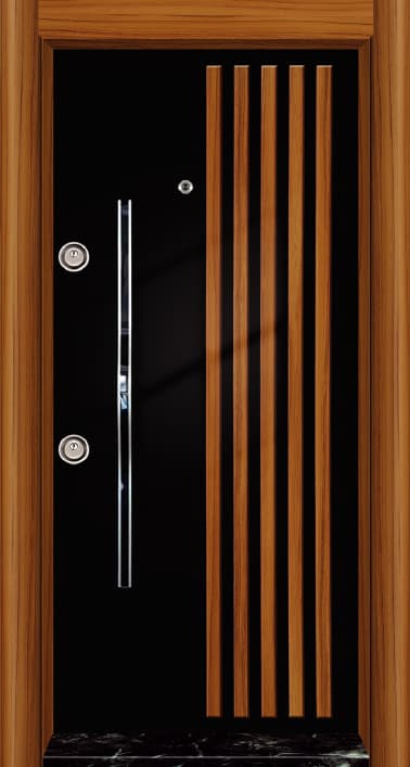 Black Wooden Striped PVC Door