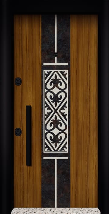 Natural Wood Veneer Luxury Steel Door