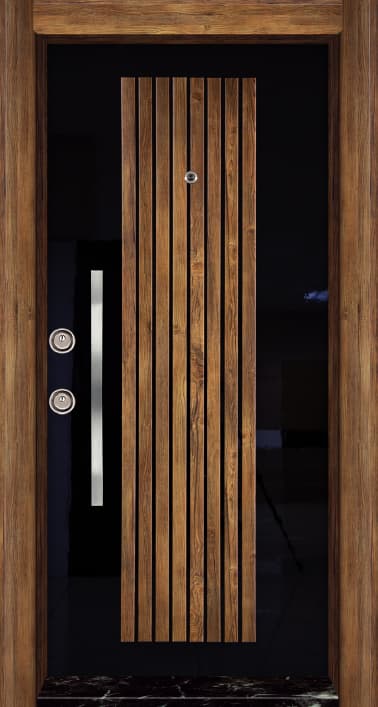 Modern Wooden Striped PVC Door
