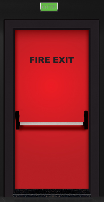 Red Fire Door With Panic Bar