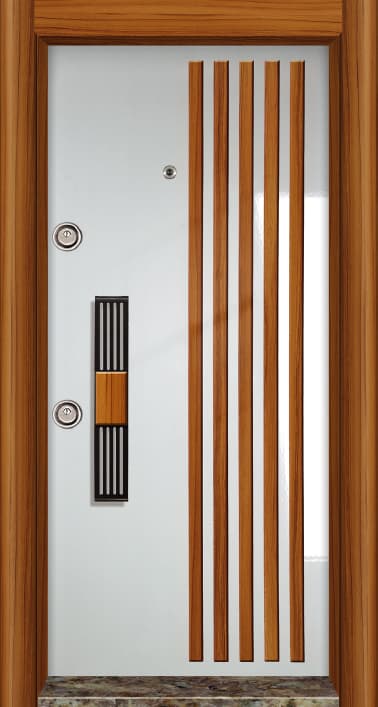 White Wooden Striped PVC Door